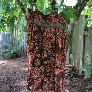 Debbie Shuchat skirt, batik brown/orange Sz 12